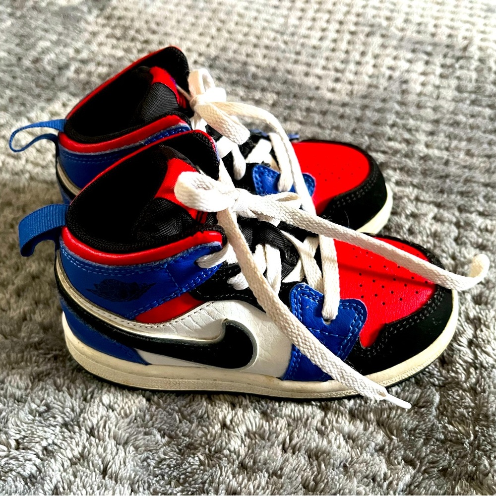 NIKE Air Jordan 1 Mid Toddler Red Blue Black